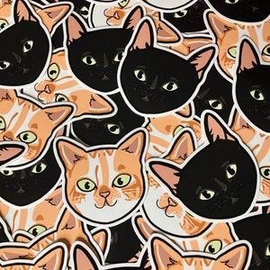 Oranje en zwarte kattenstickers