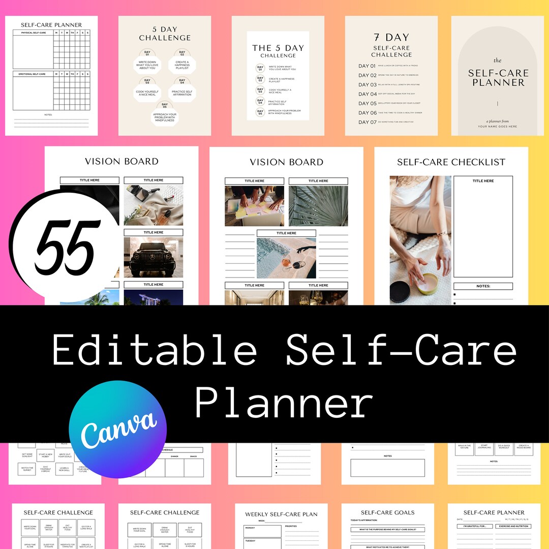 Editable Canva Self-care Planner - Customizable Canva Self Care ...