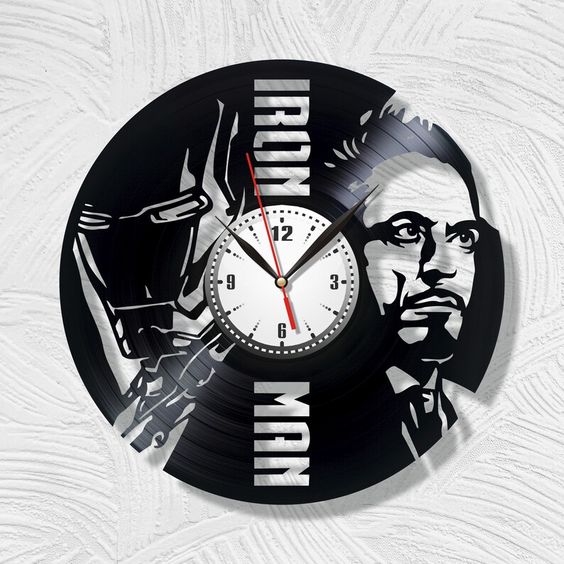 Retro clock Iron clock Man clocks Room decor Superhero wall Iron gift Heroes wall art Clock superhero Old record clocks Wall decor art