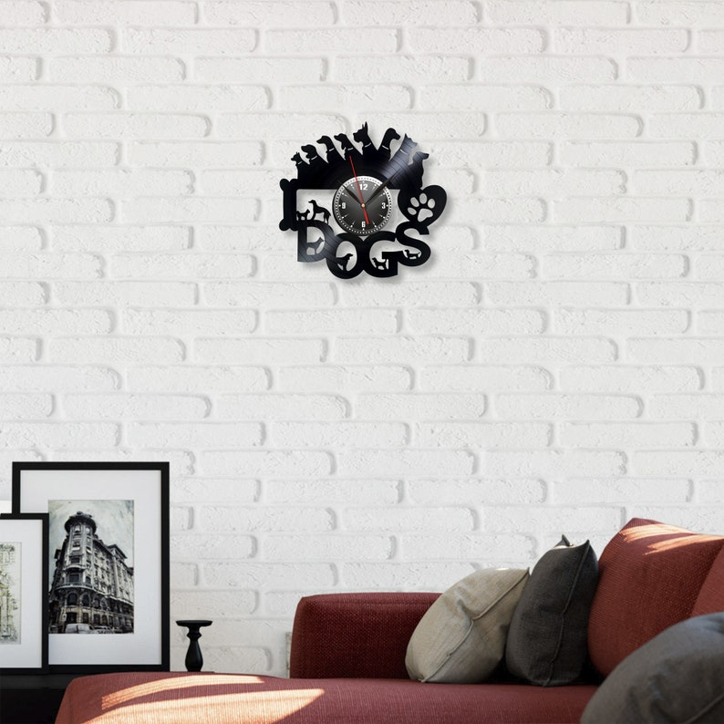 Dogs clock Veterinary clock Retro clock Gift for doctor Animals clock Creative clock Record wall Children room design Record wall clock