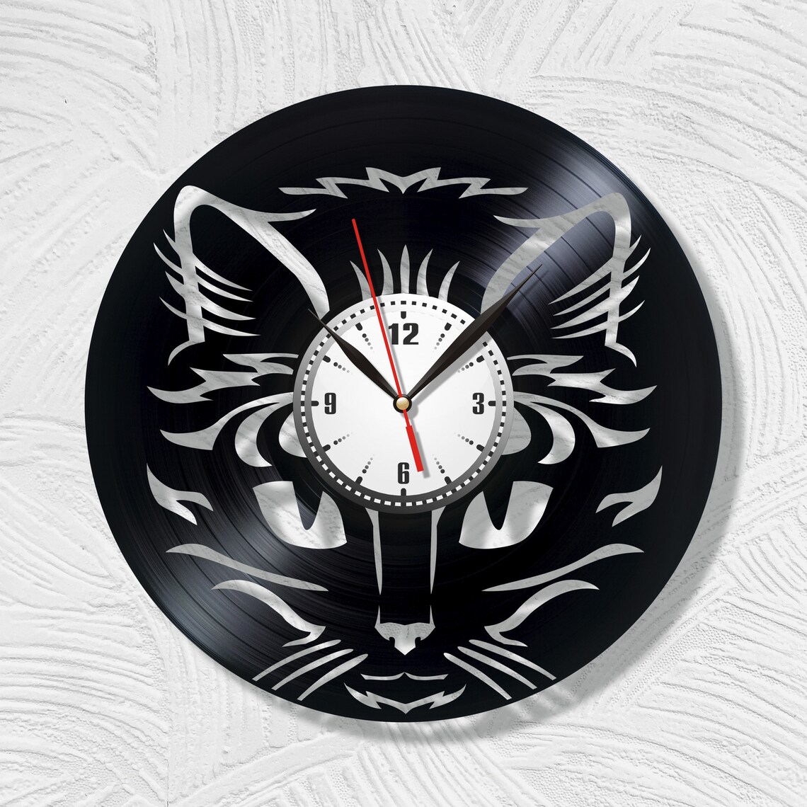 Vintage clock Cat clock Lovely kitty Black clock Retro cat Etsy