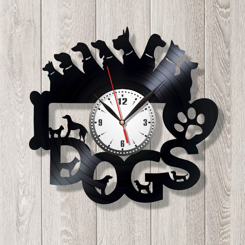 Dogs clock Veterinary clock Retro clock Gift for doctor Animals clock Creative clock Record wall Children room design Record wall clock