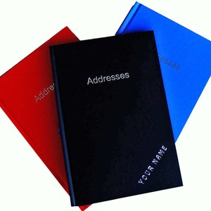 ADDRESS / TELEPHONE BOOK Personalized 128 pages Indexed  Silver coloured gilt edging and blocking
