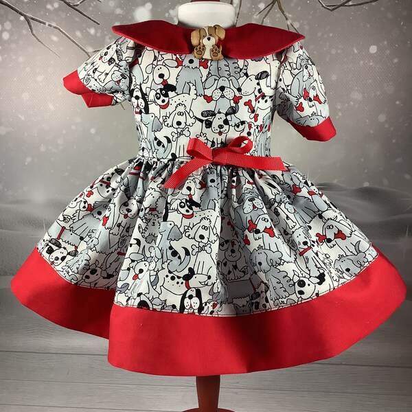 Sale-Kleid für Bitty Baby, Puppy Print Puppenkleid, Kleid für 15 inch Baby Dolls