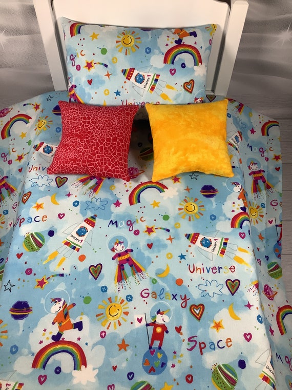 Unicorn 4 Piece Doll Bedding Set for American Girl 18 Inch Doll or Teddy Bears Etsy UK