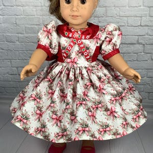 Christmas Dress for American Girl and other 18 inch dolls, Holiday Doll Dress