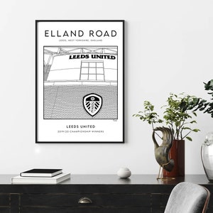 Elland Stadium | Leeds United | 2019-20 Championship Winners | Bespoke Poster Illustration