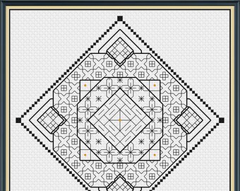The Mystic Rose - Beaded Blackwork Embroidery Chart