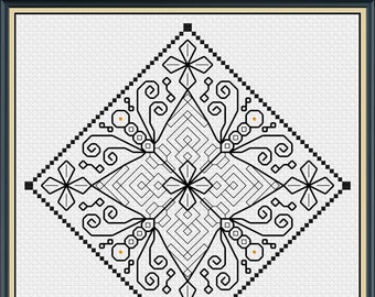 The Gift of Frankincense - Beaded Blackwork Embroidery Chart