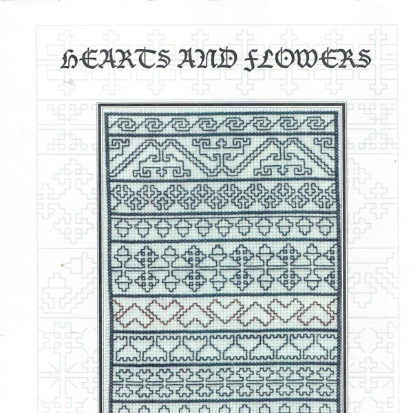 Hearts and Flowers - Reversible Blackwork Chart by Linn Skinner from Peter Quentel's 17th Century Modelbuch