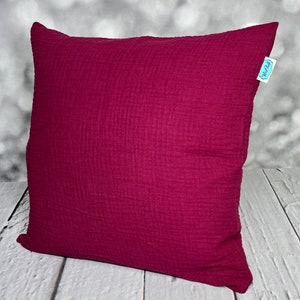 Muslin cushion cover, various colors and sizes Bordeauxrot