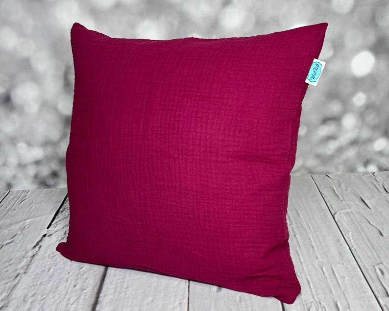 Muslin cushion cover, various colors and sizes Bordeauxrot