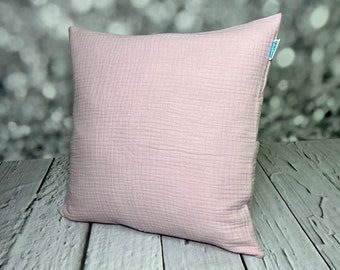 Pillowcase in muslin in pink, different sizes