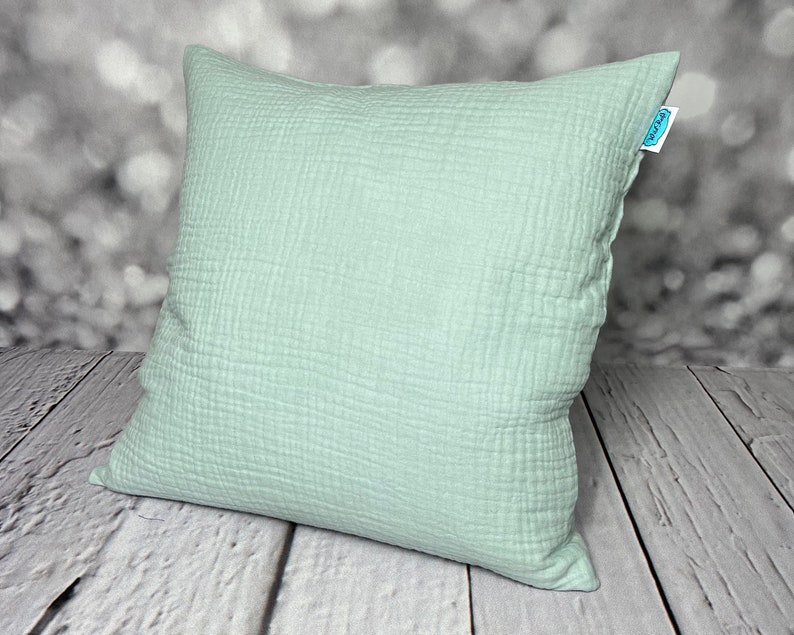 Muslin cushion cover, various colors and sizes Mintgrün