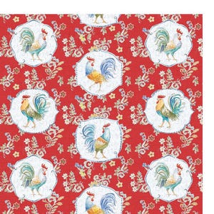 Morning Bloom Country Rooster Cotton Fabric - 1 Yard
