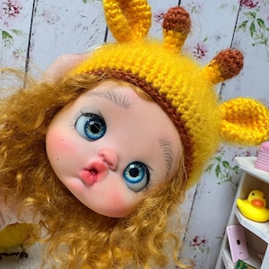 Hat for doll Huhu, Qbaby, Blythe. Hat for blythe doll, Blythe Doll Clown Outfit, Blythe Clothes