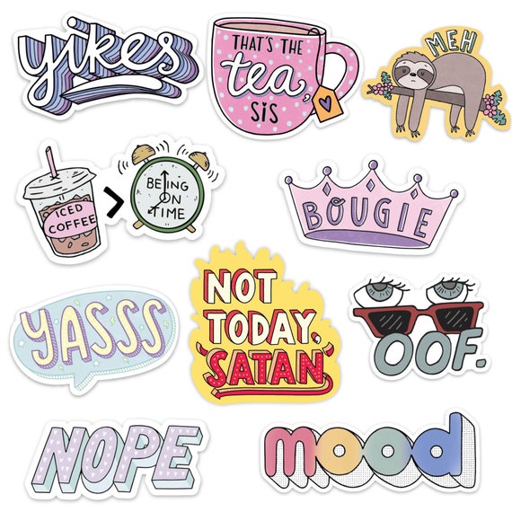 Big Moods Aesthetic Sticker Pack 10pc - Blue