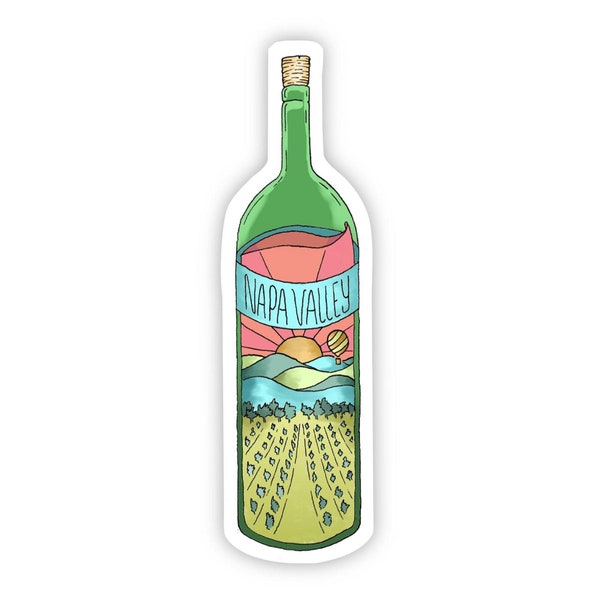 Napa Valley Wine Bottle California Sticker - Laptop Stickers, Waterproof Stickers, Water Bottle Stickers, California Stickers, Fun Stickers