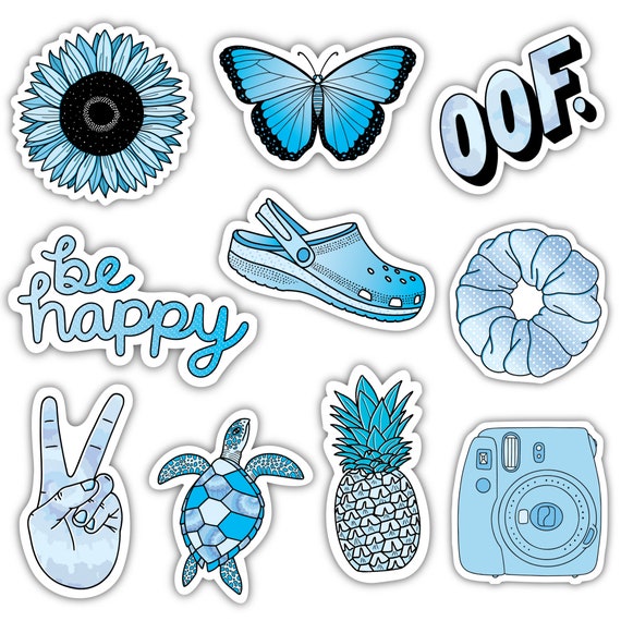 Sheet of Mini Stickers - Blue Aesthetic Stickers - SMALL miniature 1 – Big  Moods
