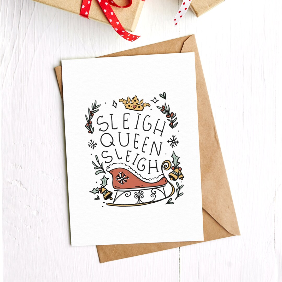 Sleigh Queen Sleigh Holiday Greeting Card Etsy
