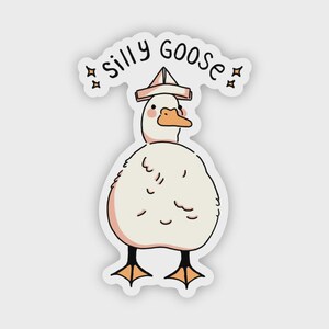 Silly goose animal pun sticker with hat