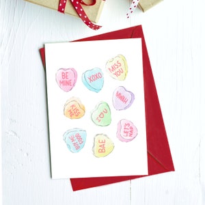 Candy Hearts Lovers Greeting Card