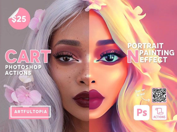 Cartoon Portrait Digital Painting Effect Photoshop Actions | Photo to Painting | Quick and Easy to Use