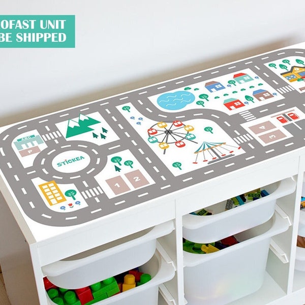 Sticker routes urbaines pour système de rangement IKEA Trofast BLANC (unité Trofast non incluse)