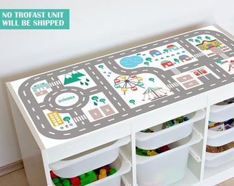 City roads decal for IKEA Trofast WHITE storage system (Trofast unit NOT included)