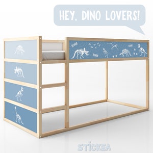 Calcomanía de dinosaurio para cama reversible Kura de IKEA, azul (cama Kura NO incluida)