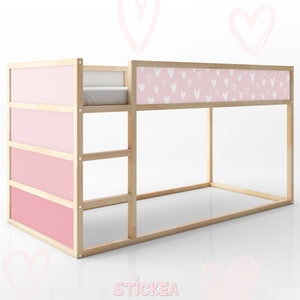 Décalcomanie coeur rose pour lit réversible IKEA Kura (lit Kura NON inclus)