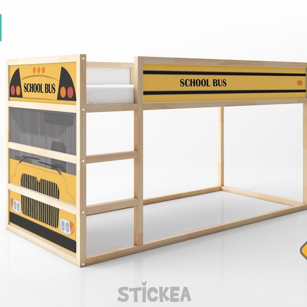 School bus sticker for IKEA Kura reversible bed (Kura bed NOT included)