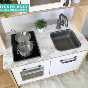Marble countertop sticker for IKEA Duktig play kitchen, gray, black, beige (play kitchen NOT included)