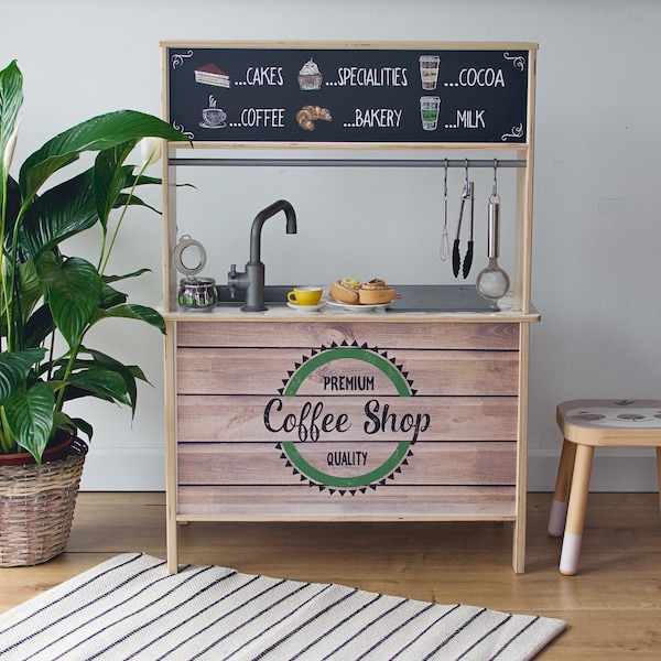Coffee shop decal for IKEA Duktig play kitchen (furniture NOT included)