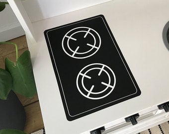 Ersatz-Kochfeldaufkleber für IKEA Spisig, schwarz (Spielküche NICHT enthalten)