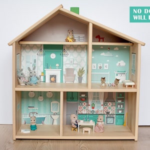 Scandinavian style dollhouse decal for IKEA FLISAT dollhouse dollhouse is not included image 1