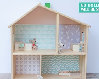 Mermaid wallpaper decal for IKEA FLISAT dollhouse (IKEA dollhouse not included)