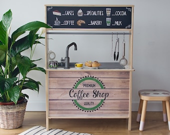 Coffee shop decal for IKEA Duktig play kitchen (furniture NOT included)