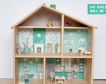 Scandinavian style dollhouse decal for IKEA FLISAT dollhouse (dollhouse is not included)