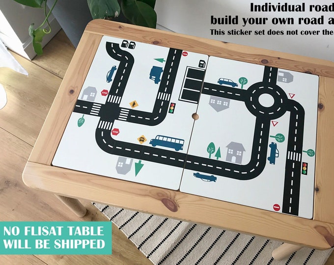 Black road sticker set for IKEA Flisat table (table not included)