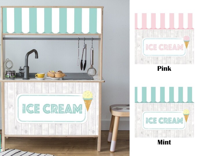 Ice cream stand decal for IKEA Duktig play kitchen, mint or pink (play kitchen NOT included)