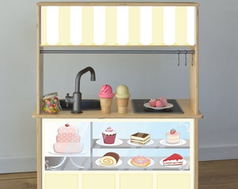 Yellow cake shop decal for IKEA Duktig play kitchen (furniture not included)