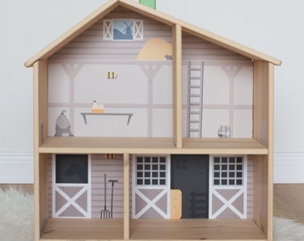 Barn, farm house decal for IKEA FLISAT dollhouse (dollhouse not included)