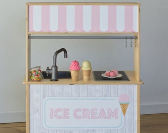 Pink ice cream stand decal for IKEA Duktig play kitchen (play kitchen NOT included)