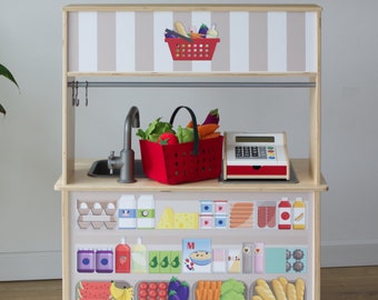 Beige supermarket decal for IKEA Duktig play kitchen (furniture NOT included)