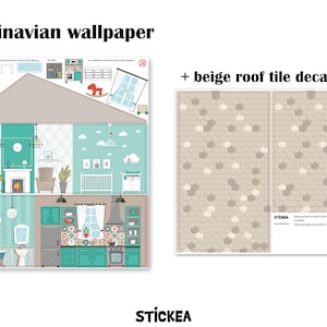 Skandinavischer Puppenhaus Aufkleber für IKEA FLISAT Puppenhaus Puppenhaus ist nicht enthalten Scandinavian+roof