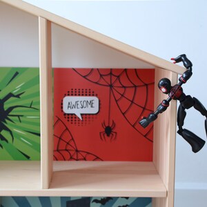 Behangsticker met superheldenthema voor IKEA Flisat poppenhuis er wordt geen poppenhuis verzonden afbeelding 5