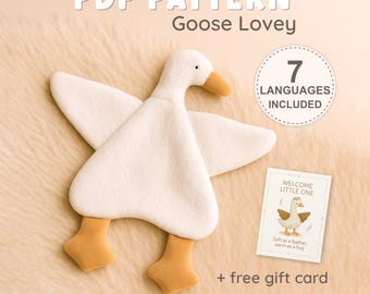 Goose Lovey Sewing Pattern: DIY Baby Comforter (7 Languages + Gift Card)