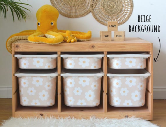 Daisy Stickers for IKEA Trofast Bins, Boho Floral Nursery Toy Storage Playroom Decals