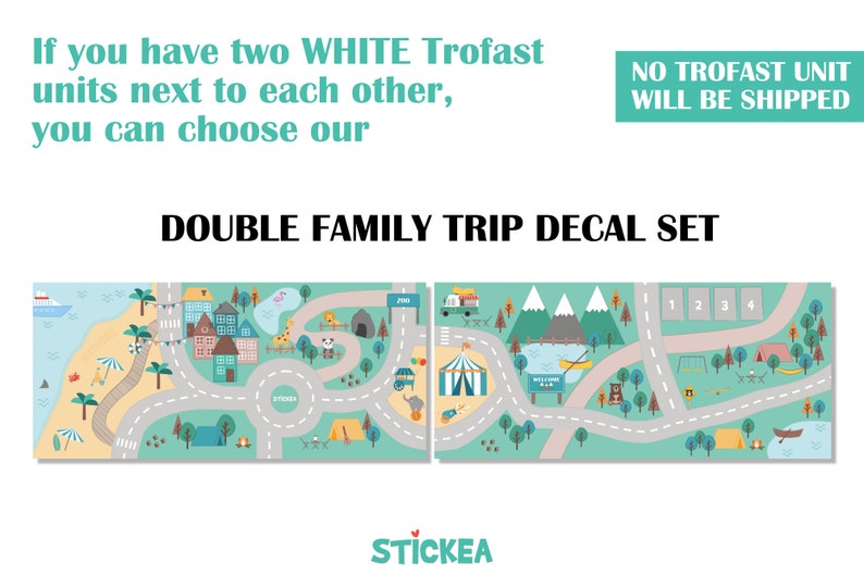 Family trip decal for IKEA Trofast WHITE storage system Trofast unit NOT included Double